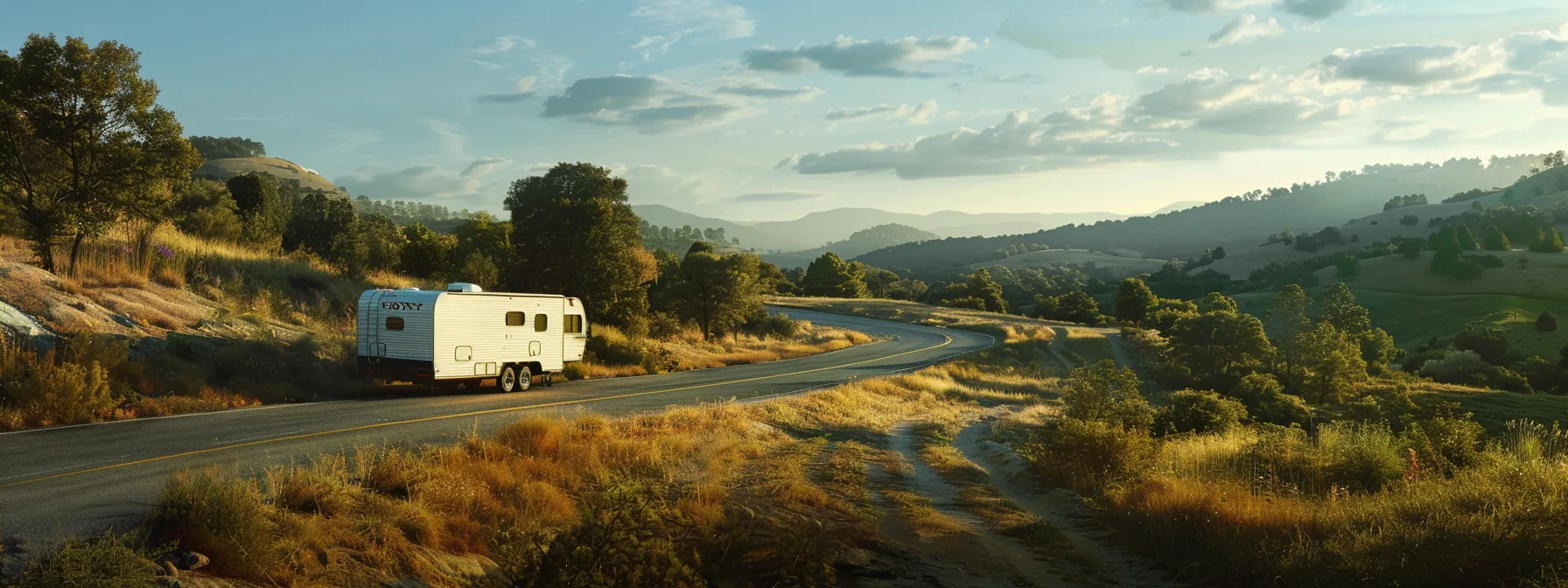 Mobile home on a trailer on an open road